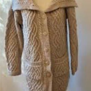 Aran Mor 100% Wool Chunky Cable Knit Cardigan Women’s Sz S Cabincore cottagecore